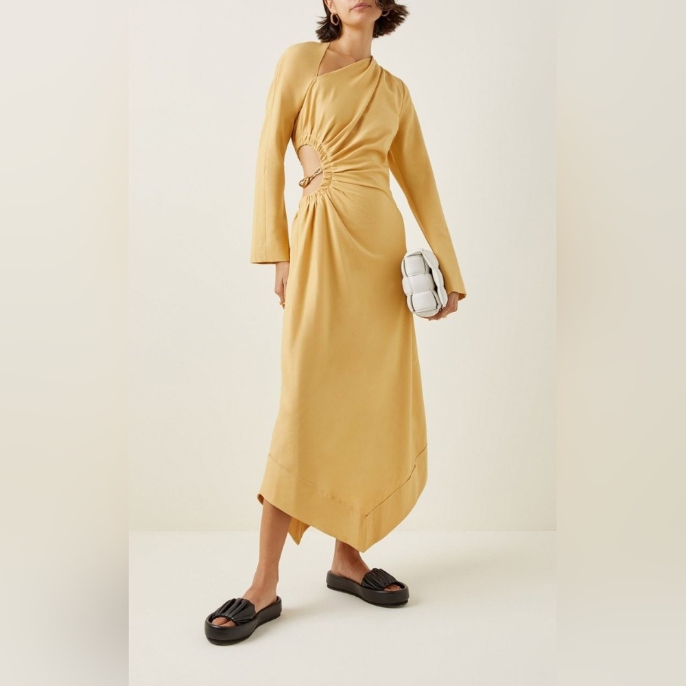 Jonathan Simkhai | Dresses | Jonathan Simkhai Christie Cutout Draped Crepe Midi Dress Yellow Us Org 645